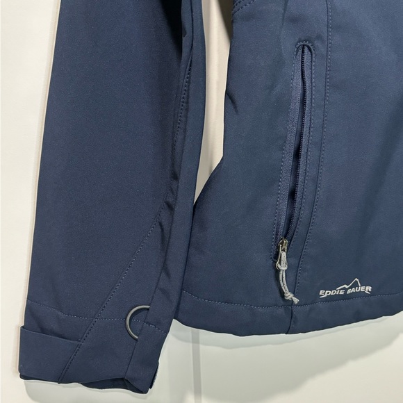Eddie Bauer Navy Soft Shell Jacket Rice Business Logo Size Small - Picture 6 of 11